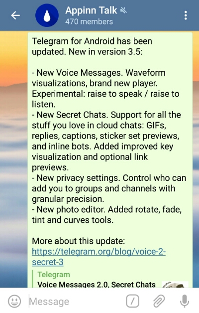 Telegram 新版，加密聊天支持全部内容