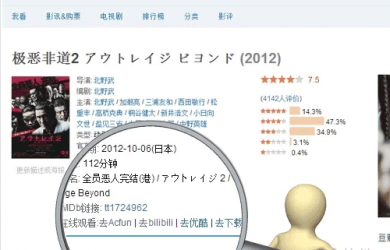 豆瓣の豆皮 - 为豆瓣添加播放、下载按钮[Chrome] 1
