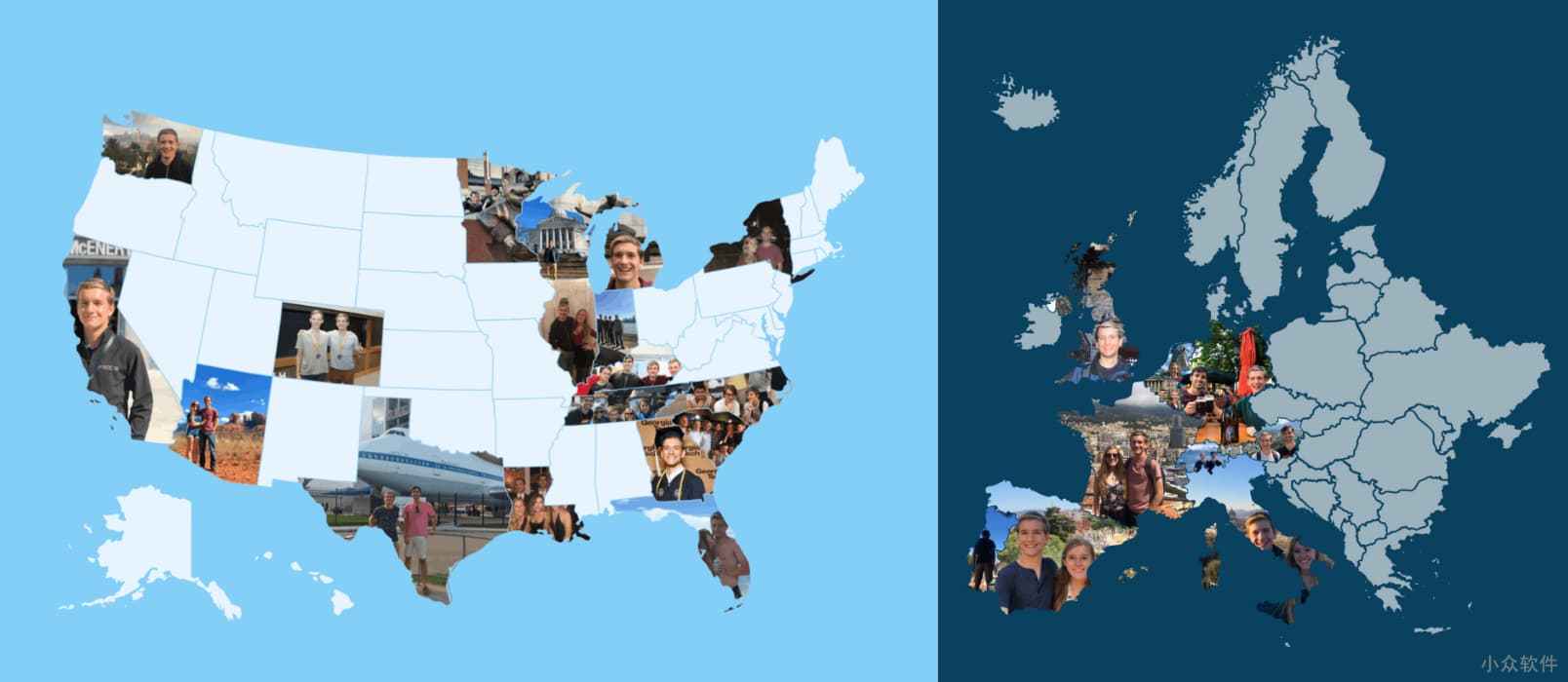 Photo Map - 用照片填充地图轮廓，漂亮的创意旅行地图[iPhone/iPad] - 小众软件