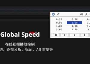 Global Speed - 在线视频播放控制：倍速、倒带/前进、逐帧分析、标记、AB 重复等[Chrome/Firefox] 38