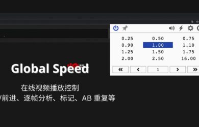 Global Speed - 在线视频播放控制：倍速、倒带/前进、逐帧分析、标记、AB 重复等[Chrome/Firefox] 19