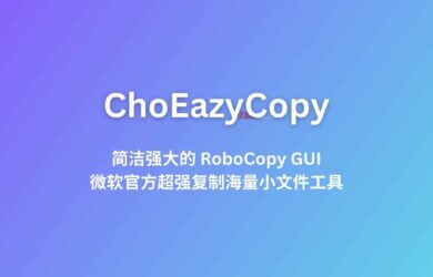 ChoEazyCopy, 简洁强大的 RoboCopy GUI，微软官方超强复制海量小文件工具的图形界面版本 1