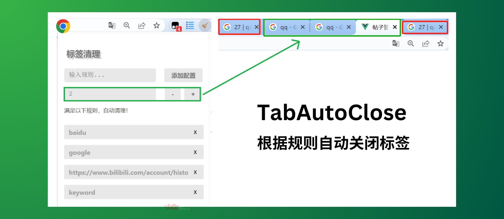 TabAutoClose - 根据规则自动关闭标签也[Chrome] 1