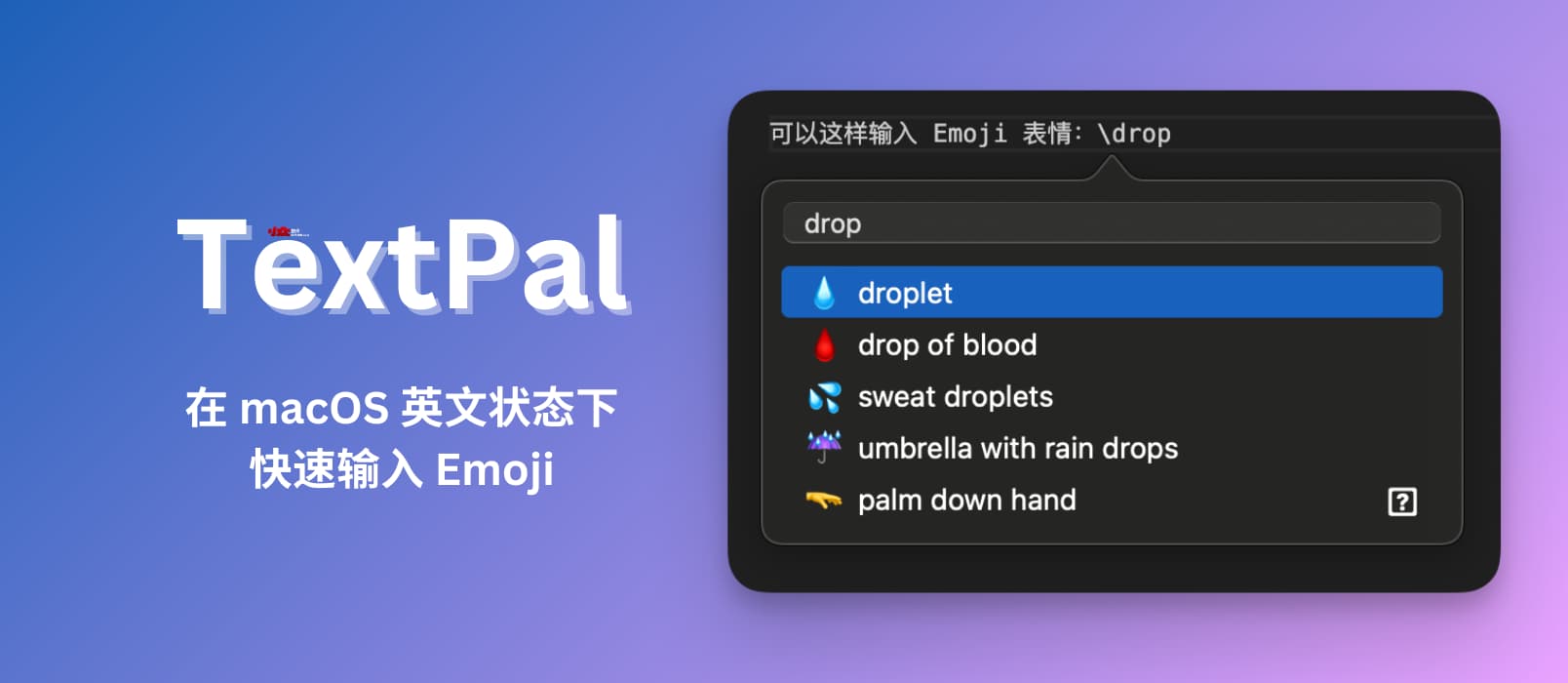 TextPal - 在 macOS 英文输入法状态下，快速输入 Emoji 表情