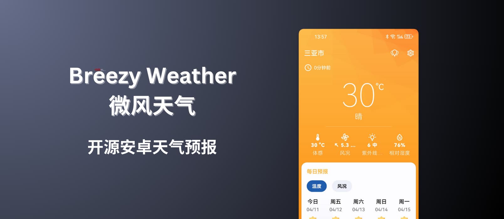 Breezy Weather – 开源安卓天气预报应用，精确至1小时预报，最长15天