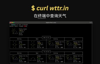 wttr - 在终端中查询天气预报，使用 curl wttr.in 9