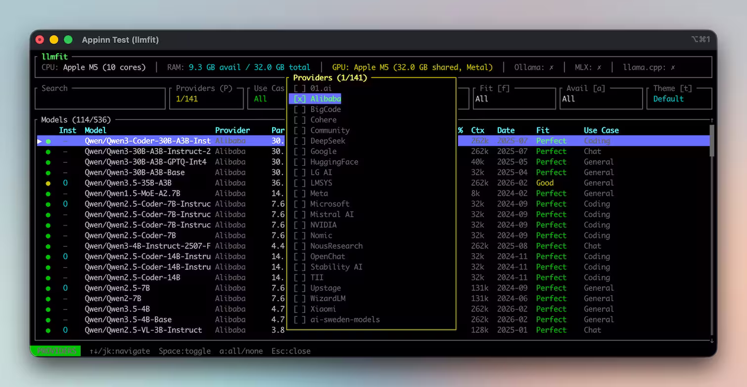 llmfit - 1秒测出：你的电脑能跑哪些 AI 大模型 3