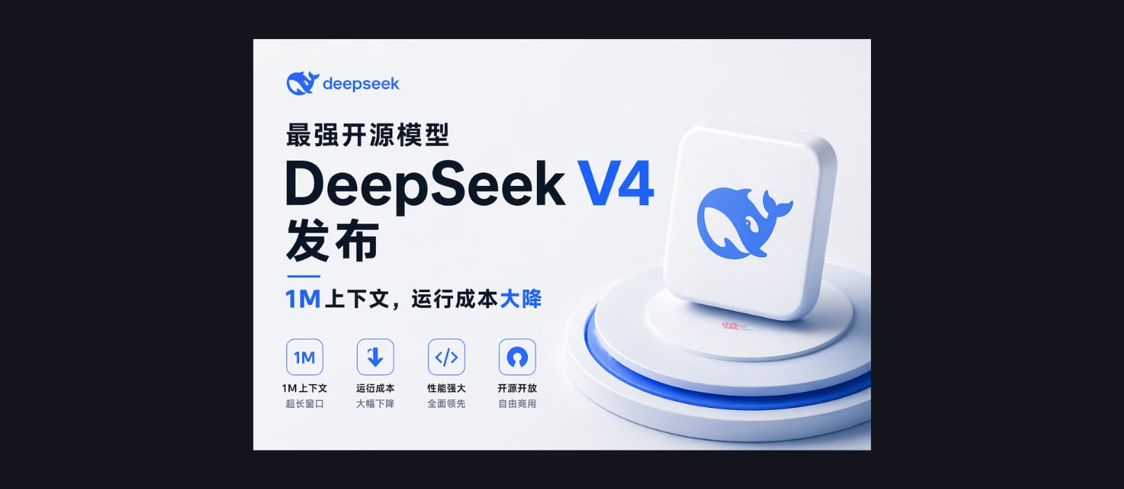 最强开源模型 DeepSeek V4 发布，1M上下文，运行成本大降 1
