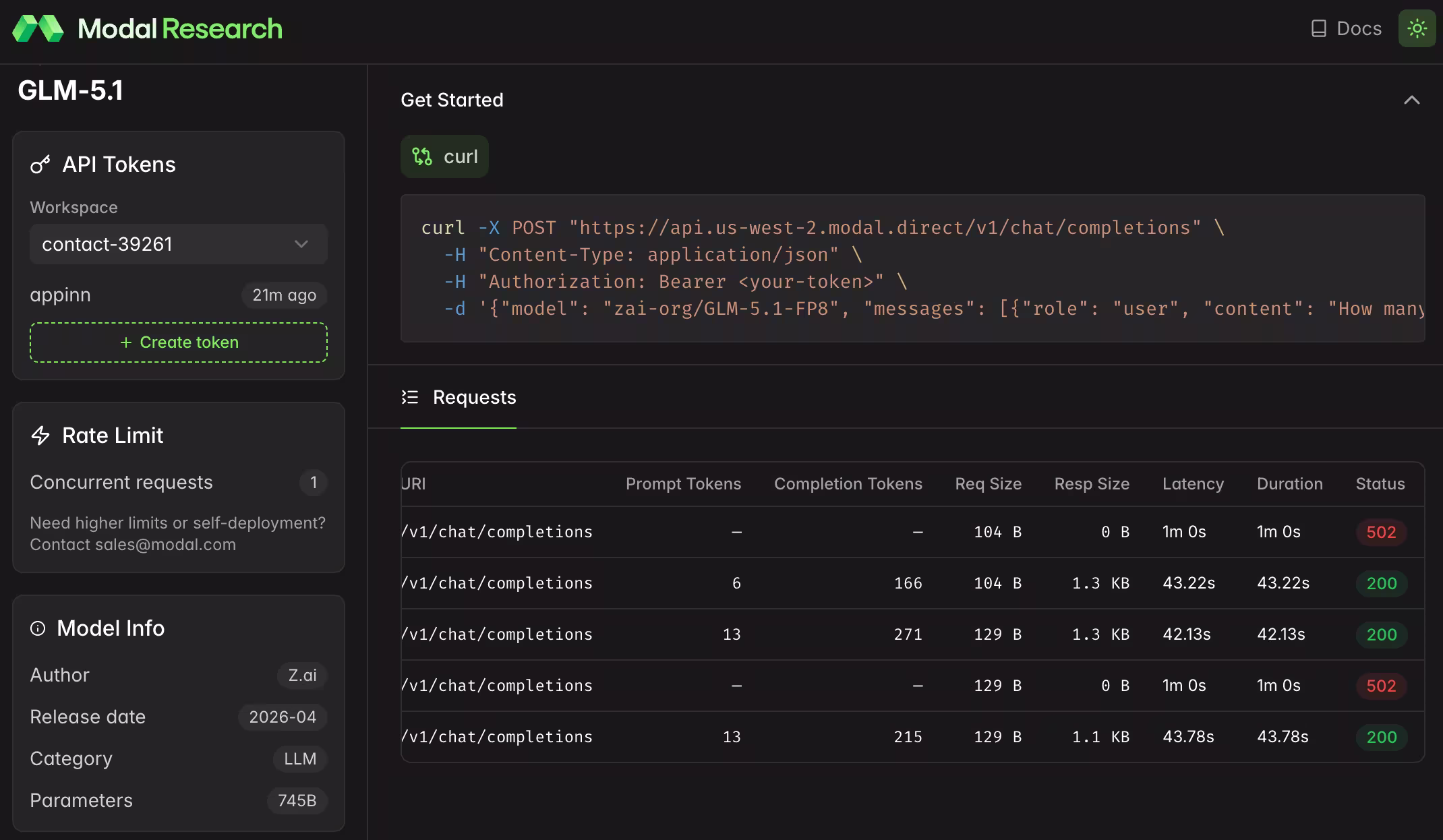 Modal 提供免费的 GLM-5.1 模型到月底,但限速 1 4 Modal 提供免费的 GLM-5.1 模型到月底,但限速 1 4