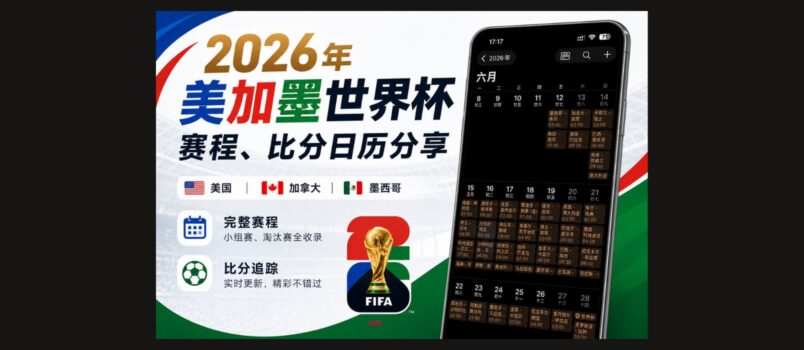 2026 年美加墨世界杯赛程、比分日历分享：支持苹果、安卓、Outlook 日历订阅 1