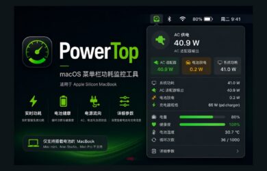 PowerTop – 在 macOS 菜单栏上实时监控电量、功耗 8