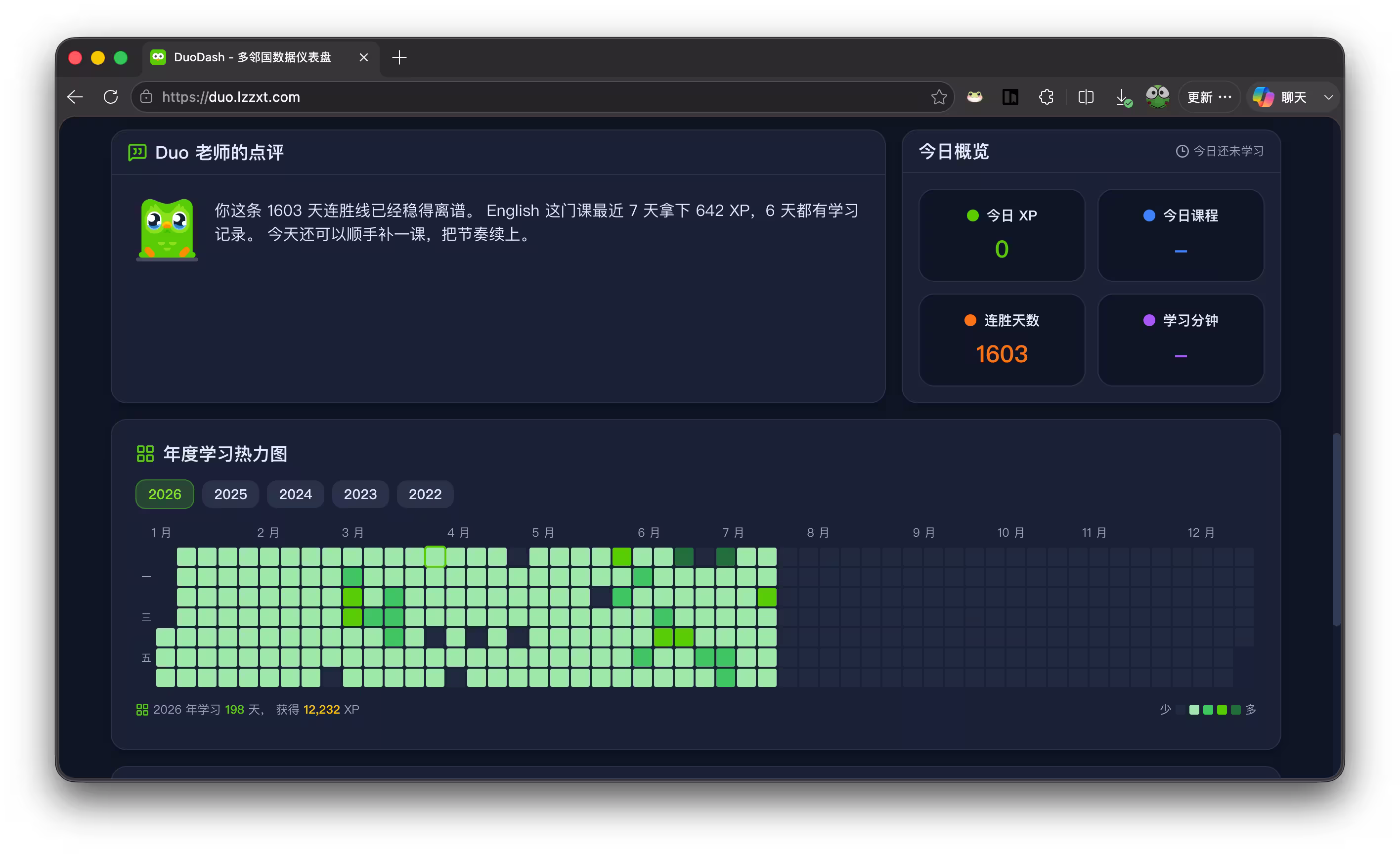 预览：多邻国仪表盘 3