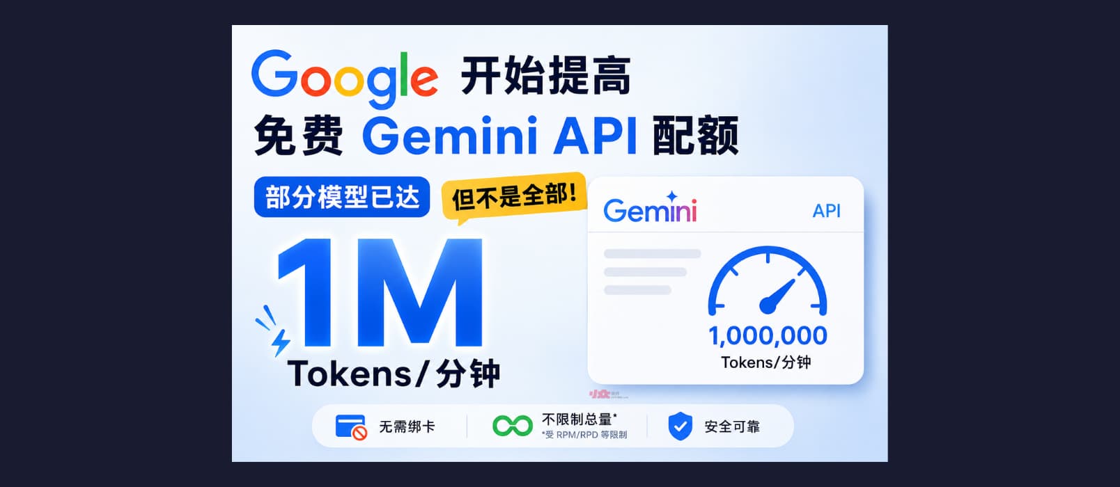 谷歌开始提高免费 Gemini API 配额,部分模型已达每分钟 100 万 Token,但不是全部 1 谷歌开始提高免费 Gemini API 配额,部分模型已达每分钟 100 万 Token,但不是全部 1