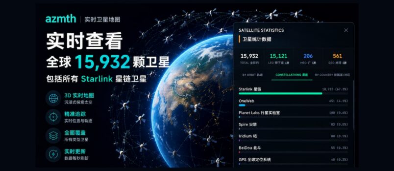 azmth – 实时查看你头顶飞过的卫星（包括所有星链卫星和星链列车） 2