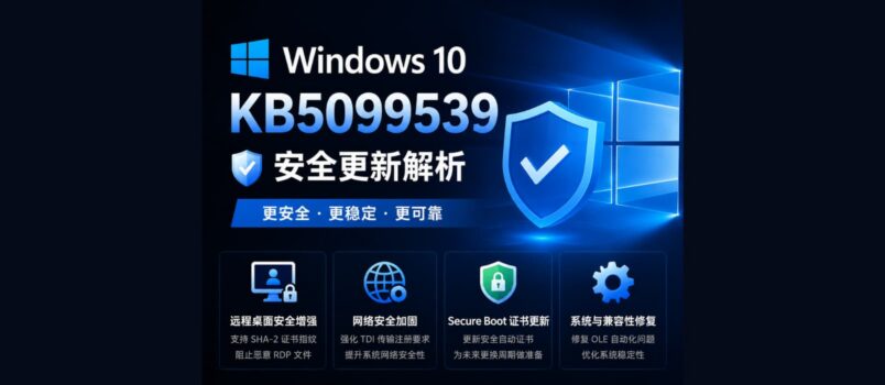 微软发布 Windows 10 KB5099539 安全更新，下载达 1067MB 1