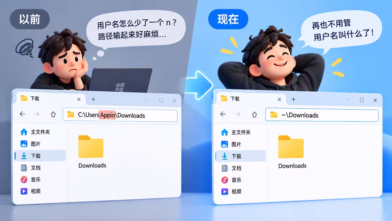 Windows 11 终于认识波浪线 ~ 了:和 Linux、macoS 一样直达用户目录 4 Windows 11 终于认识波浪线 ~ 了:和 Linux、macoS 一样直达用户目录 4
