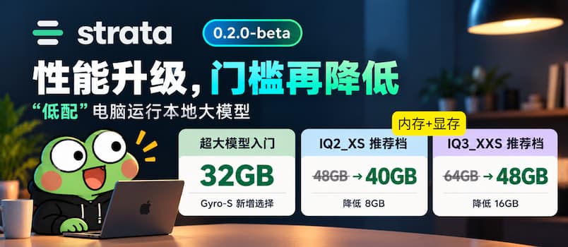 Strata 0.2 测试版发布:性能升级,门槛再降低|低配电脑运行本地大模型 1 Strata 0.2 测试版发布:性能升级,门槛再降低|低配电脑运行本地大模型 1
