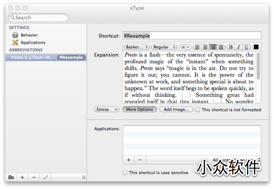 xType - 免费简陋的文本扩展[Mac] - 小众软件
